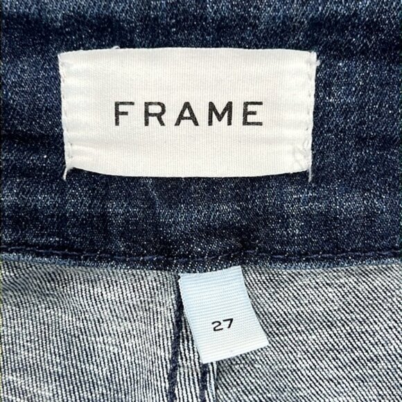 Frame Denim Jeans 27 Triple Binding Wide Leg Flare High Waist Naples Blue Double - Picture 4 of 12